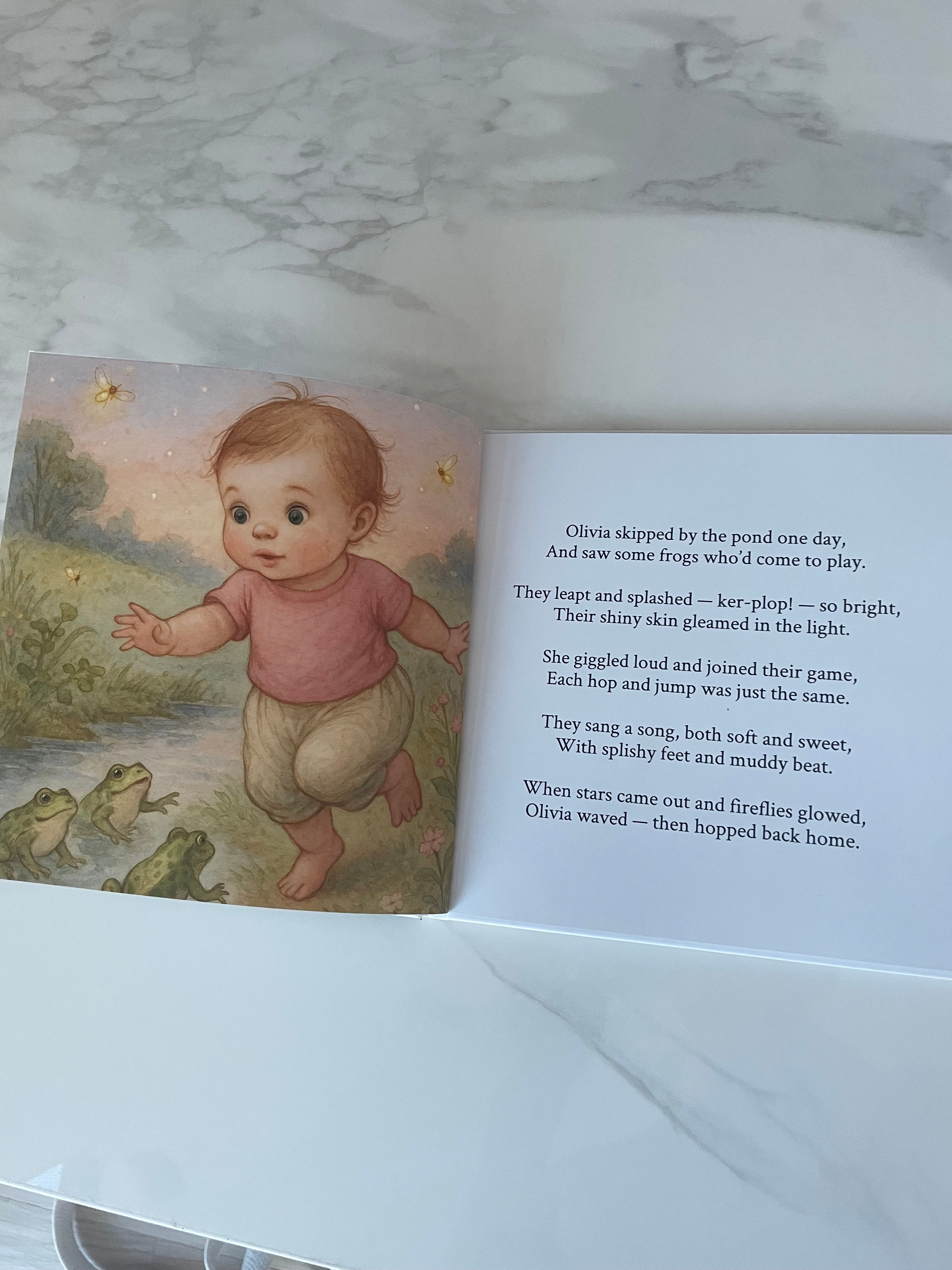 Personalized poem book on table